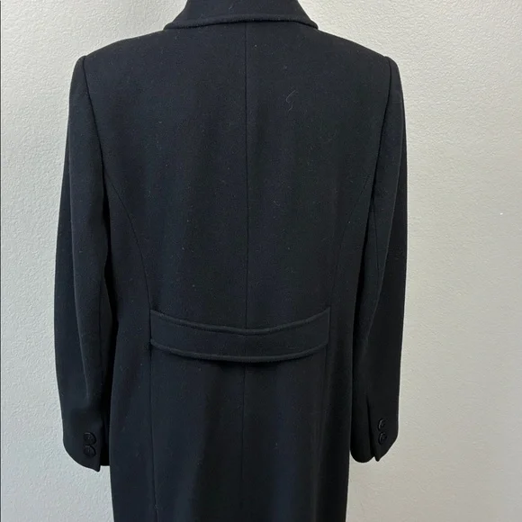 Preston & York Wool Maxi Coat Black 4 Button Collar Pockets Overcoat Classic 12 - Picture 6 of 9